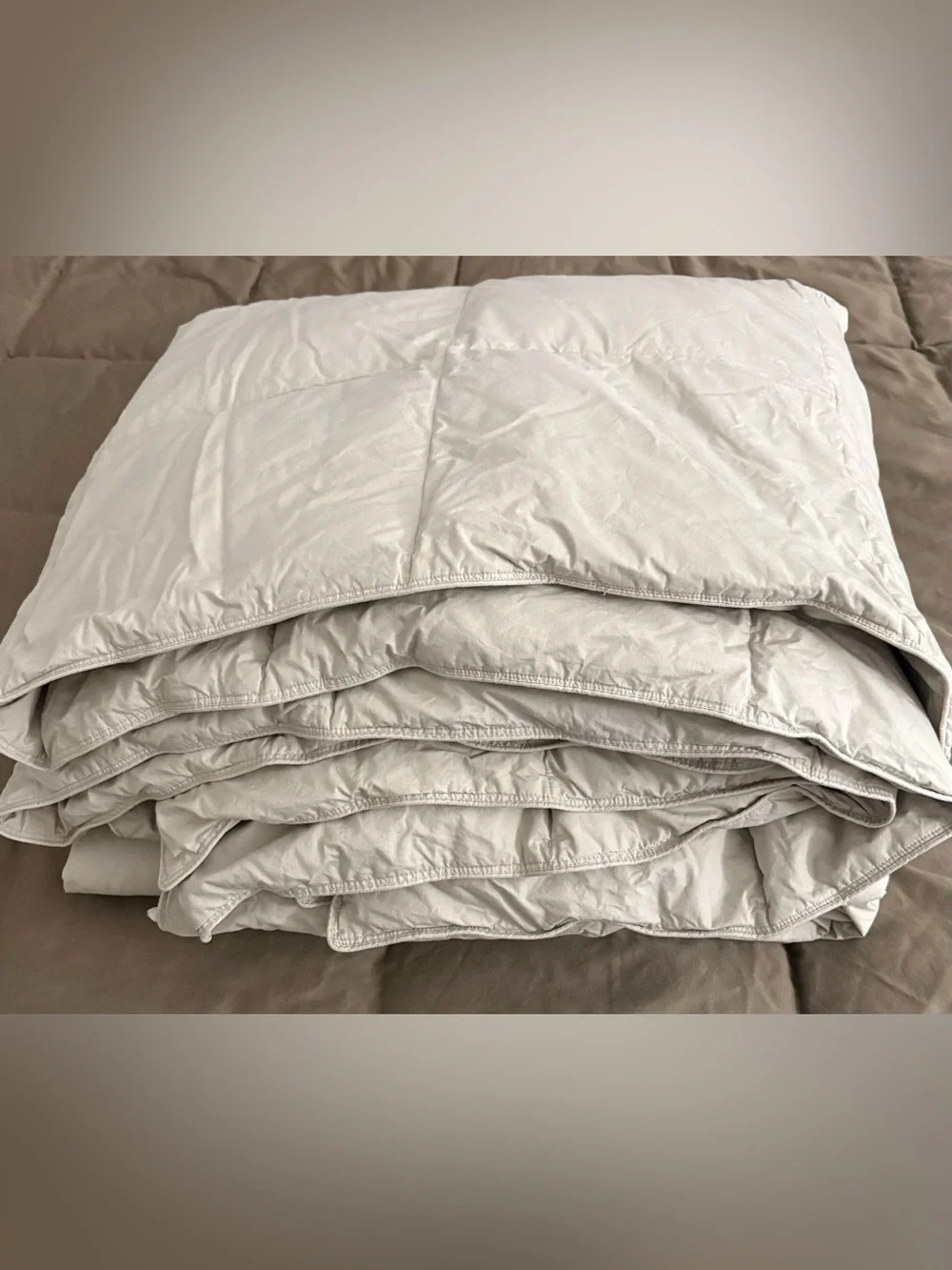 King 100% Goose Down Feather Comforter Cotton Duvet All Season Beige